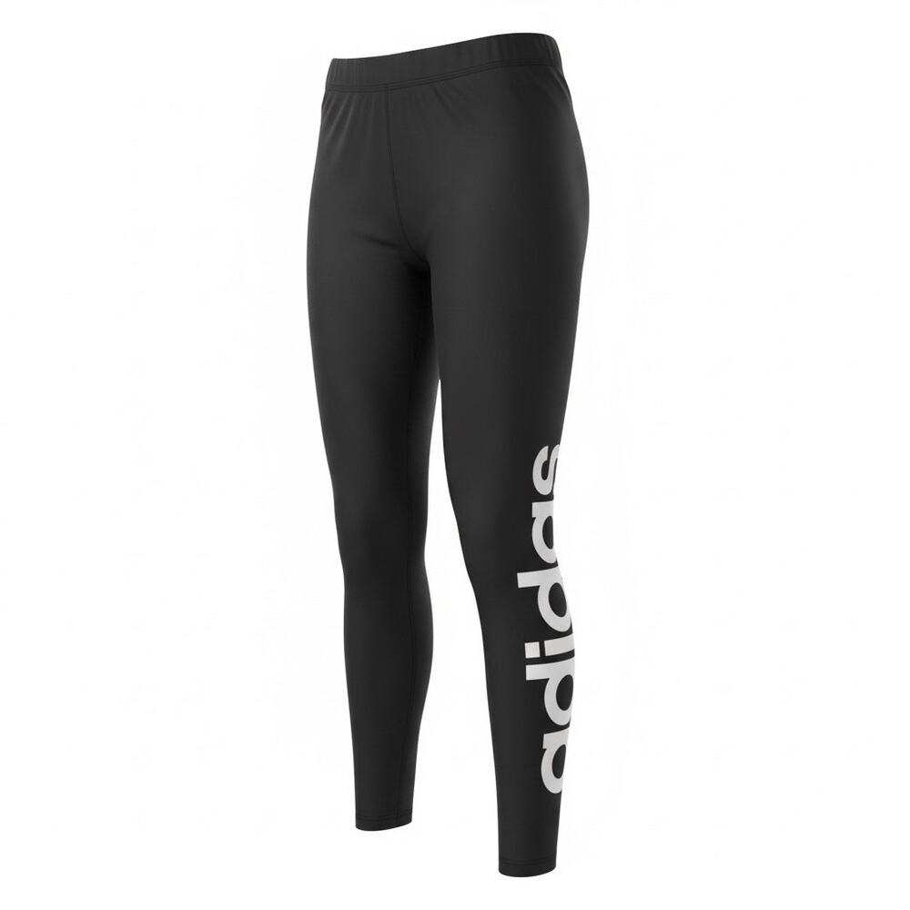 Adidas Girls Leggings Youth Medium 10/12 Black Athletic Stretch Pants Logo
